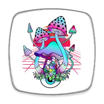 Champignons Psychédéliques - Retro Wave Sunset - Magnet carré - blanc - Devant