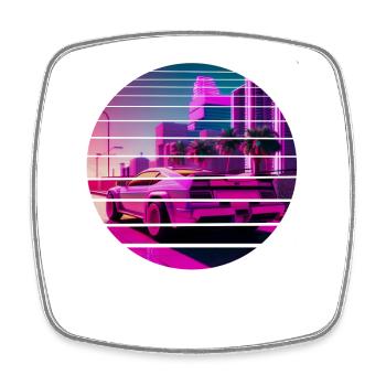 Retro Wave Sport 80s Vaporwave Sunset - Viereckiger Kühlschrankmagnet - Weiß - Vorne