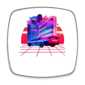 Vaporwave City Sunset - Square fridge magnet - white - Front
