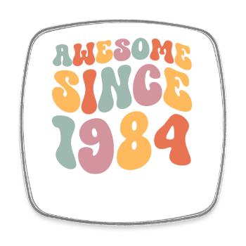 1984 Anniversaire né Groovy Vintage Retro - Magnet carré - blanc - Devant