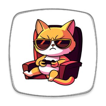 Cat Gaming Gamer Gamers Gamblers - Square fridge magnet - white - Front
