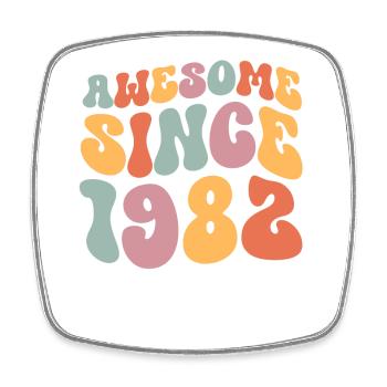 1982 Anniversaire né Groovy Vintage Retro - Magnet carré - blanc - Devant