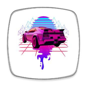 Ästhetik Sportauto Vaporwave Sunset Retrowave - Viereckiger Kühlschrankmagnet - Weiß - Vorne