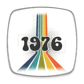 1976 Anniversaire né Groovy Vintage Retro - Magnet carré - blanc - Devant