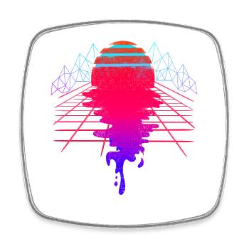 Vaporwave Sunset New Wave Art - Viereckiger Kühlschrankmagnet - Weiß - Vorne
