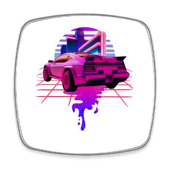 Sport Auto 80s Skyline Vaporwave - Viereckiger Kühlschrankmagnet - Weiß - Vorne