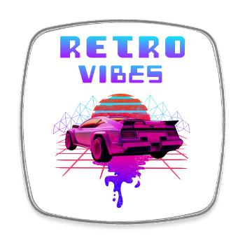 Rétro Vibes Sports Car Vaporwave Sunset - Magnet carré - blanc - Devant