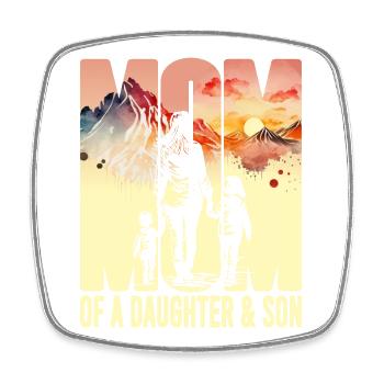 Mutter mit Tochter Sohn Muttertag Berge Mama Kind - Viereckiger Kühlschrankmagnet - Weiß - Vorne