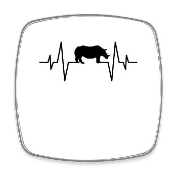 Nashorn Herzschlag - Viereckiger Kühlschrankmagnet - Weiß - Vorne
