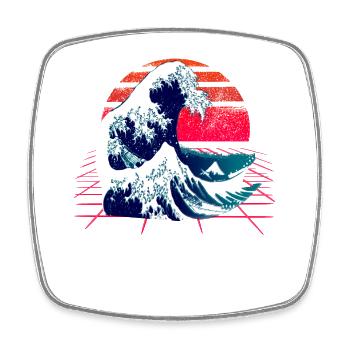 Japanese wave - the Great Wave off Kanagawa - Square fridge magnet - white - Front