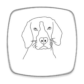 Chien dessiné à la main - Magnet carré - blanc - Devant