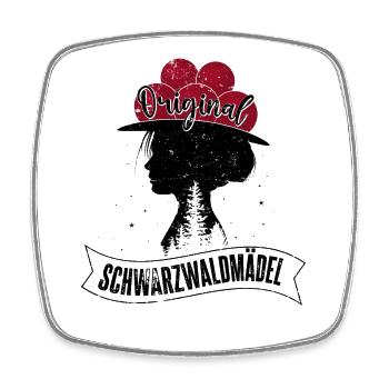 Original Schwarzwaldmädel Schwarzwald Bollenhut - Viereckiger Kühlschrankmagnet - Weiß - Vorne