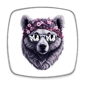 Mamabär Sonnenbrille Bandana Muttertag Blumen - Viereckiger Kühlschrankmagnet - Weiß - Vorne