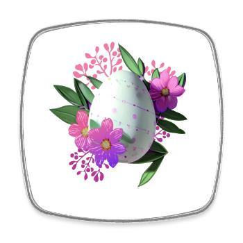 Blumen Osterei Floral - Viereckiger Kühlschrankmagnet - Weiß - Vorne