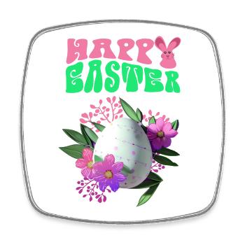 Happy Easter Flowers Easter Egg - Square fridge magnet - white - Front