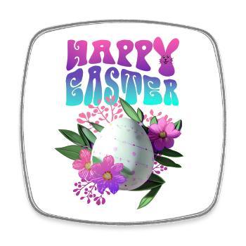 Joyeux Easter Easter Egg Floral - Magnet carré - blanc - Devant