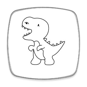 Dino Dinosaurier handgezeichnet - Viereckiger Kühlschrankmagnet - Weiß - Vorne