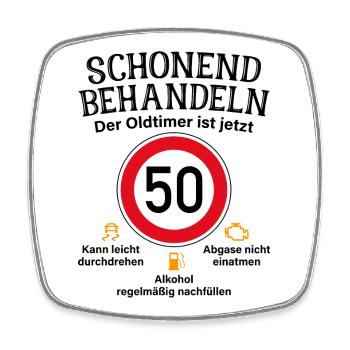 50. Geburtstag Schonend Behandeln Oldtimer Ist 50 - Viereckiger Kühlschrankmagnet - Weiß - Vorne