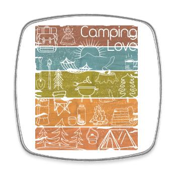 Camping Love lineart retro light - Square fridge magnet - white - Front