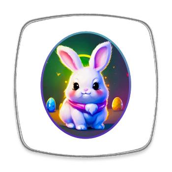 Œuf de Pâques avec motif de lapin de Pâques - Magnet carré - blanc - Devant