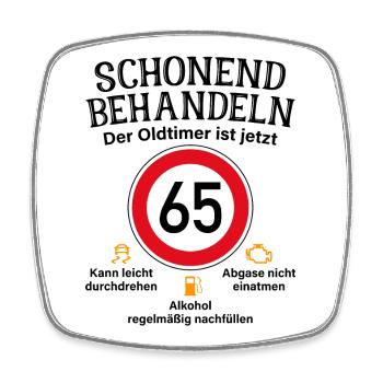 65. Geburtstag Schonend Behandeln Oldtimer Ist 65 - Viereckiger Kühlschrankmagnet - Weiß - Vorne