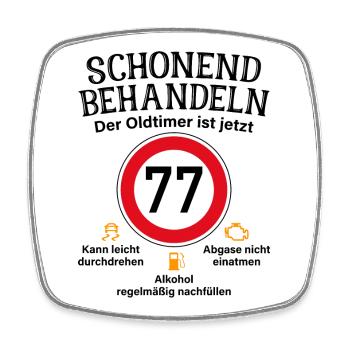 77. Geburtstag Schonend Behandeln Oldtimer Ist 77 - Viereckiger Kühlschrankmagnet - Weiß - Vorne