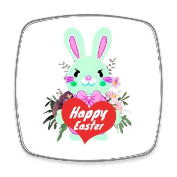 doux lapin de Pâques avec coeur Joyeuses Pâques - Magnet carré - blanc - Devant