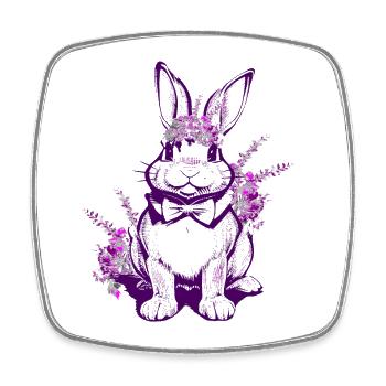 Flowers Easter Bunny Purple Violet - Square fridge magnet - white - Front