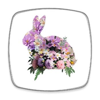 Blumen Osterhase - Viereckiger Kühlschrankmagnet - Weiß - Vorne