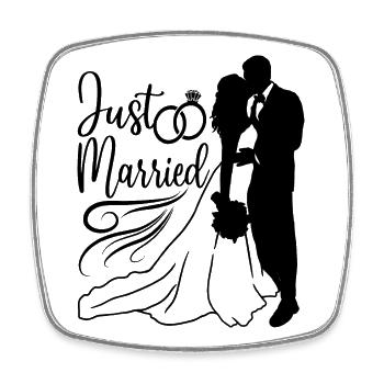 Just Married Couple Wife Husband - Square fridge magnet - white - Front