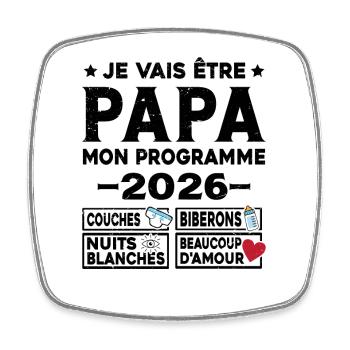 Je vais être papa mon programme en 2026 - Magnet carré - blanc - Devant