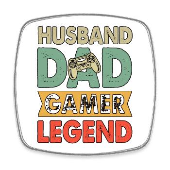 Husband Dad Gamer Legend Gamer Dad - Square fridge magnet - white - Front