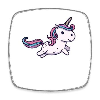 Süßes Kawaii Einhorn Springt Grunge - Viereckiger Kühlschrankmagnet - Weiß - Vorne