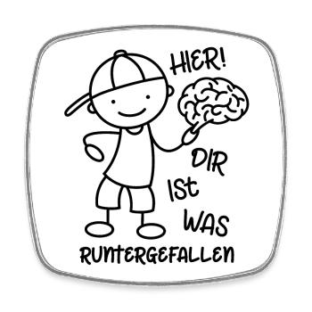 Strichmännchen Gehirn - Dir ist was runtergefallen - Viereckiger Kühlschrankmagnet - Weiß - Vorne