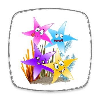 Buntes Seestern-Quartett Unterwasser - Viereckiger Kühlschrankmagnet - Weiß - Vorne