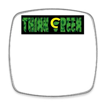Think Green Leaf Pattern Logo - Square fridge magnet - white - Front