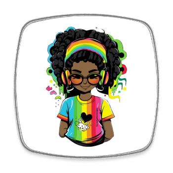 Bright reggae sweater with rainbow design - Square fridge magnet - white - Front