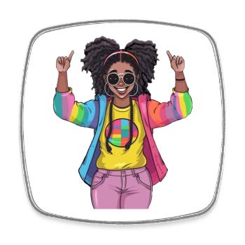 Colorful Rainbow Friendship Design - Square fridge magnet - white - Front