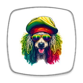 Cool Rasta Poodle Colorful - Square fridge magnet - white - Front