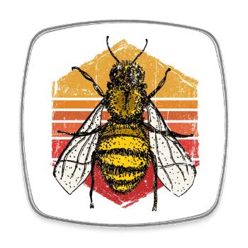 Sunset Bee Retro-Illustration - Viereckiger Kühlschrankmagnet - Weiß - Vorne