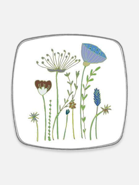 trockenblumen Blumenwiese - Viereckiger Kühlschrankmagnet - Weiß