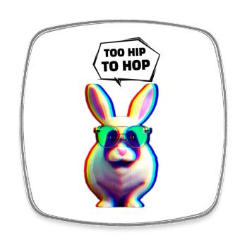 Hipster Easter Bunny Too Hip to Hop - Square fridge magnet - white - Front