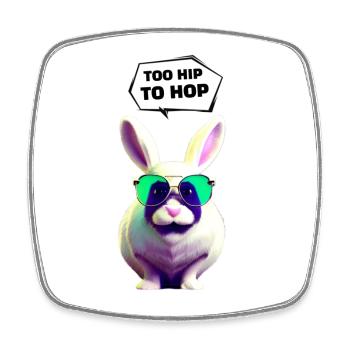 Lapin de Pâques - Trop branché pour sauter - Magnet carré - blanc - Devant