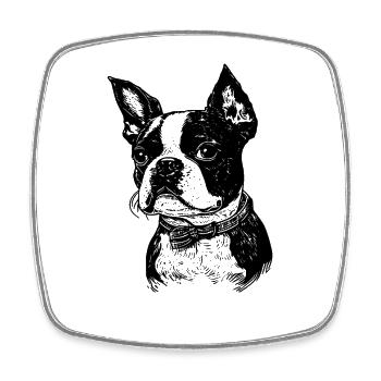 Boston Terrier - Viereckiger Kühlschrankmagnet - Weiß - Vorne