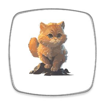 Cat cute cat drawing - Square fridge magnet - white - Front
