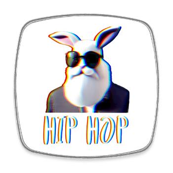 Hip Hop Hipster Rabbit Rabbit with Beard - Square fridge magnet - white - Front
