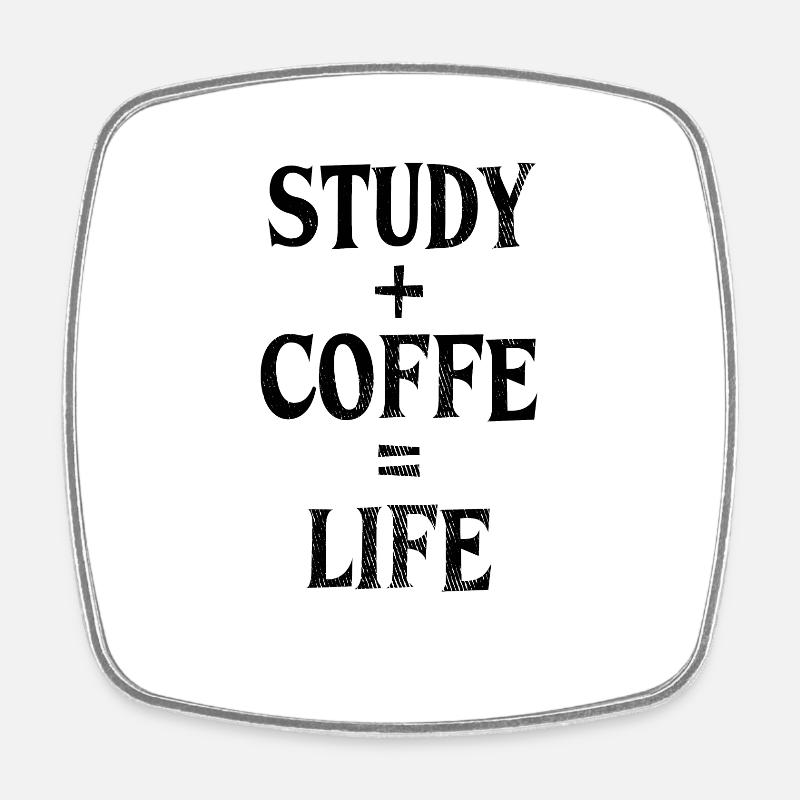 Studieren und Kaffee - Viereckiger Kühlschrankmagnet - Weiß