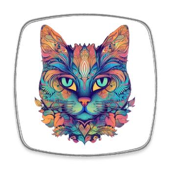 Abstrakten Katze - Viereckiger Kühlschrankmagnet - Weiß - Vorne