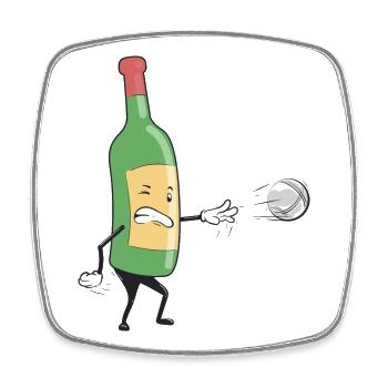 Boules de pétanque et vin Boules de boccia Tenue de pétanque - Magnet carré - blanc - Devant