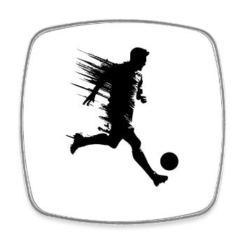 Fußball Fußballer Silhouette - Viereckiger Kühlschrankmagnet - Weiß - Vorne